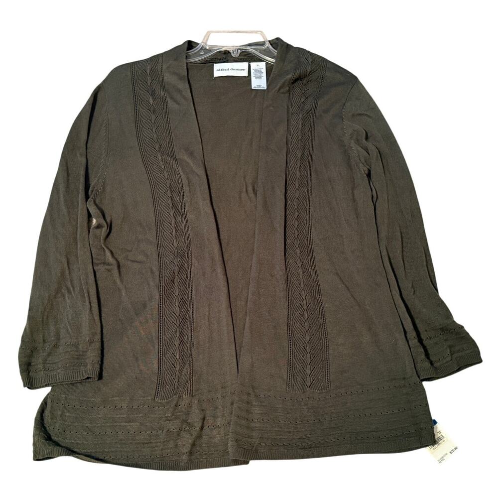 NWT Alfred Dunner Olive Green Cardigan Sweater, Size XL